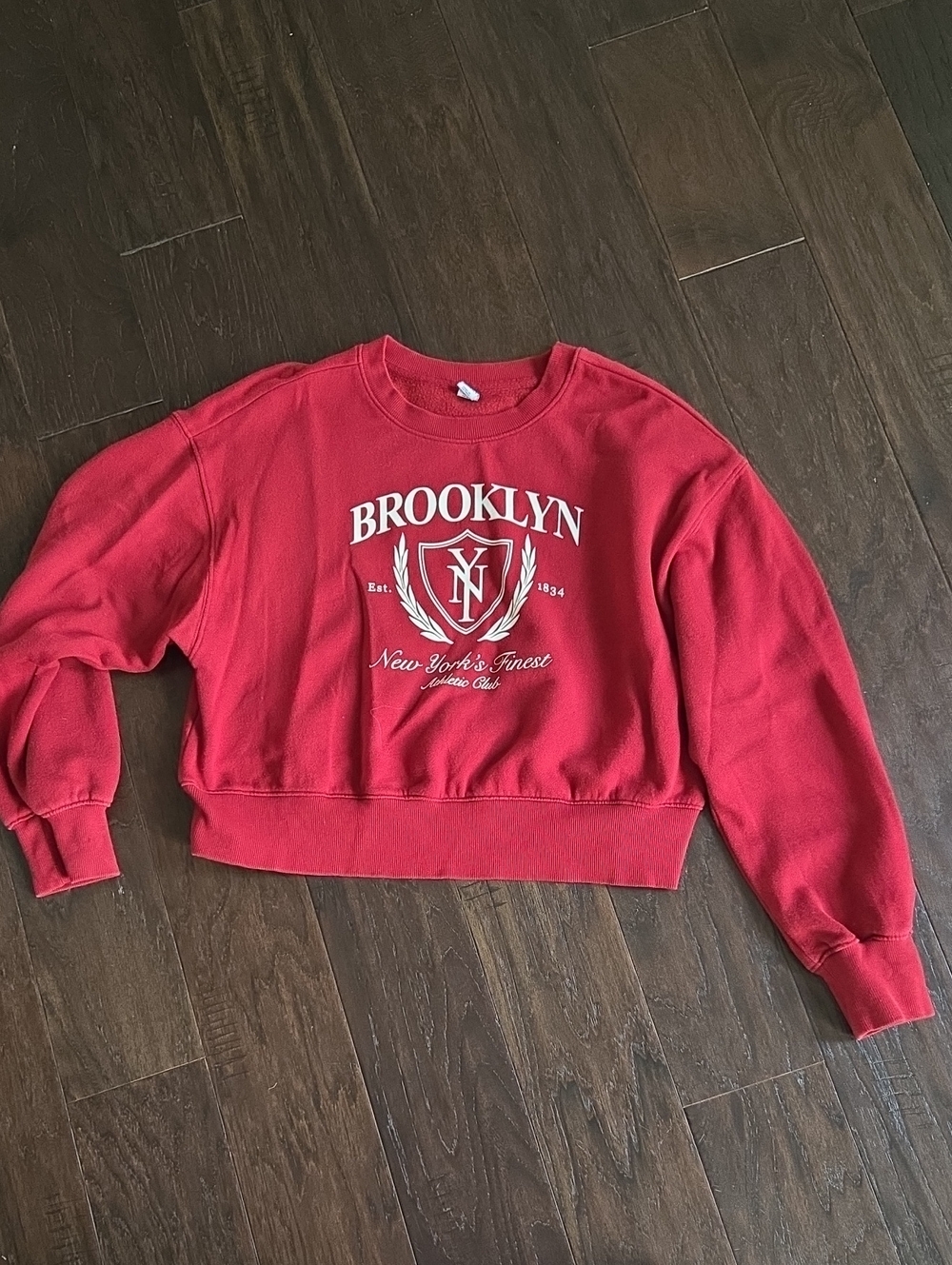 Old Navy Red Brooklyn Crest Crewneck Sweatshirt
